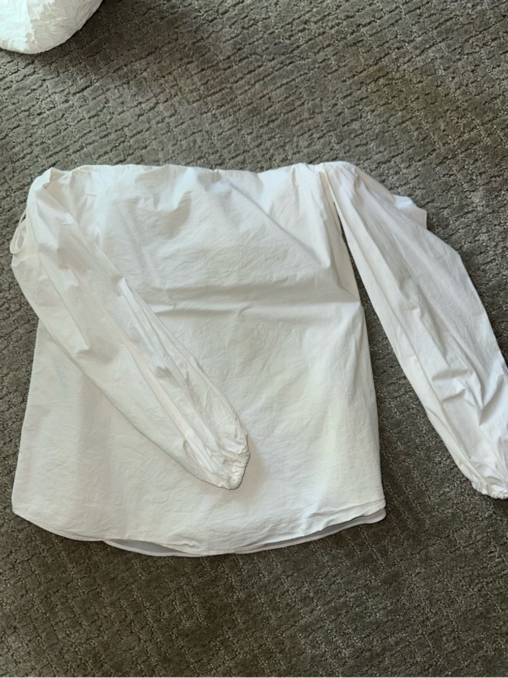 Theory White Off-Shoulder Blouse with Elastic Detail